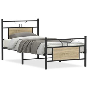 vidaXL S&auml;ngram utan madrass sonoma-ek 90x190 cm konstruerad tr&auml;