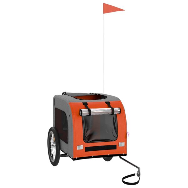 vidaXL Cykelvagn för djur orange och grå oxfordtyg och järn