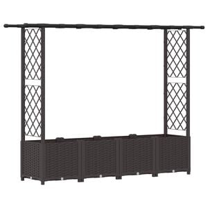 vidaXL Upph&ouml;jd B&auml;dd med Spalj&eacute; och Tak Brun 203 x 40 x 138 cm PP