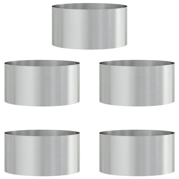 vidaXL Krukring 5 pcs Silver 40 x 40 x 20 cm Galvaniserat St&aring;l