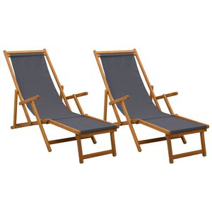 vidaXL Hopf&auml;llbar solstol 2 st 3 Position Massiv Eukalyptus Tr&auml; Gr&aring;