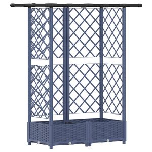 vidaXL Upph&ouml;jd B&auml;dd med Spalj&eacute; och Tak Gr&aring; 124 x 40 x 121 cm PP