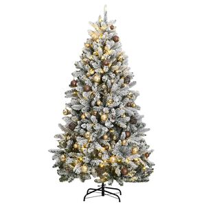 vidaXL Plastgran med g&aring;ngj&auml;rn 300 LEDs & kulor 180 cm