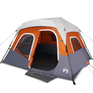 vidaXL Familjet&auml;lt 6 personer med LEDs gr&aring;&orange snabbrest