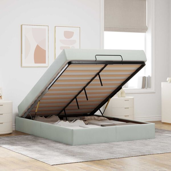 vidaXL S&auml;ngram med madrass med madrass 2 pcs Ljusgr&aring; Sammet