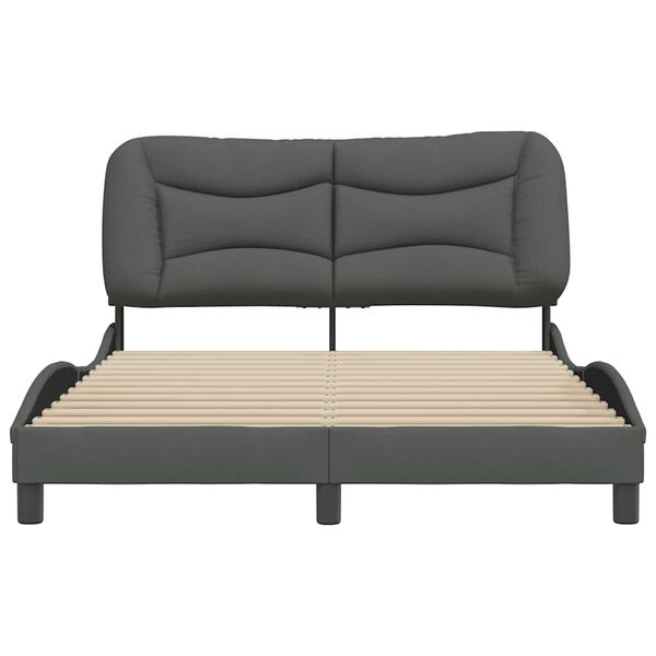 vidaXL Bed Frame without Mattress "Hvar" Dark Grey 140x190 cm Fabric