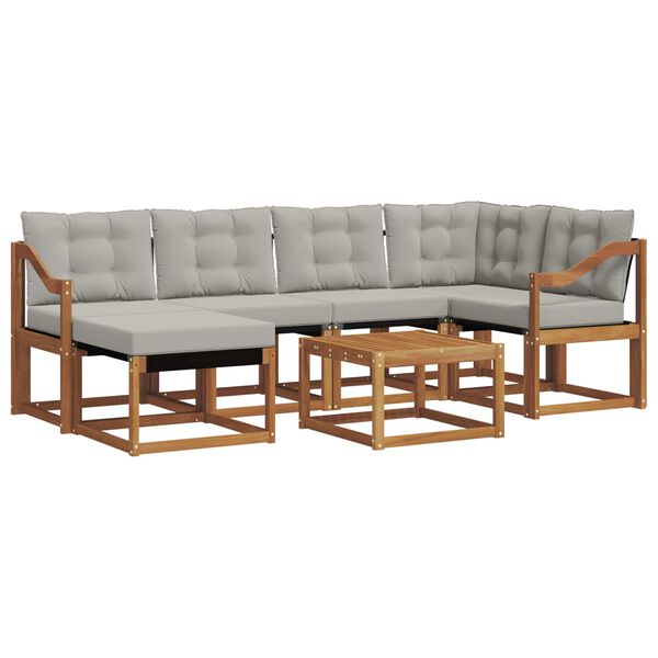 vidaXL Utomhussoffset med kudde 7 pcs Naturlig och Ljus Gr&aring;