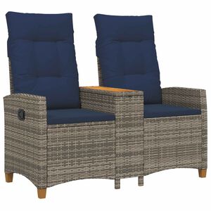 vidaXL Reclining Bench with Table 2 -Seater 126 x 65 x 112 cm