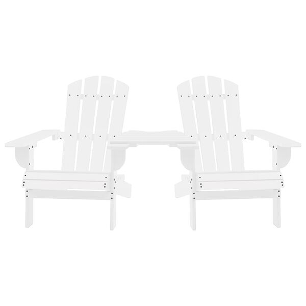 vidaXL Adirondackstolar med bord massivt granträ vit