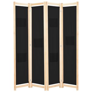 vidaXL Rumsavdelare 4 paneler 160x170x4 cm svart tyg