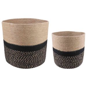 vidaXL Krukset f&ouml;r V&auml;xter 2 st Naturlig och svart &Oslash; 28 x 28 cm