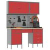 vidaXL Arbetskabinett med l&aring;da 8 pcs R&ouml;d Konstruerat tr&auml; och st&aring;l