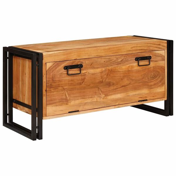 vidaXL Skosk&aring;p med lagring Brun 90 x 38 x 45 cm Massivt Akaciatr&auml;
