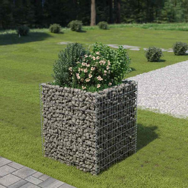 vidaXL Planteringsgabion upphöjd galvaniserat stål 90x90x100 cm