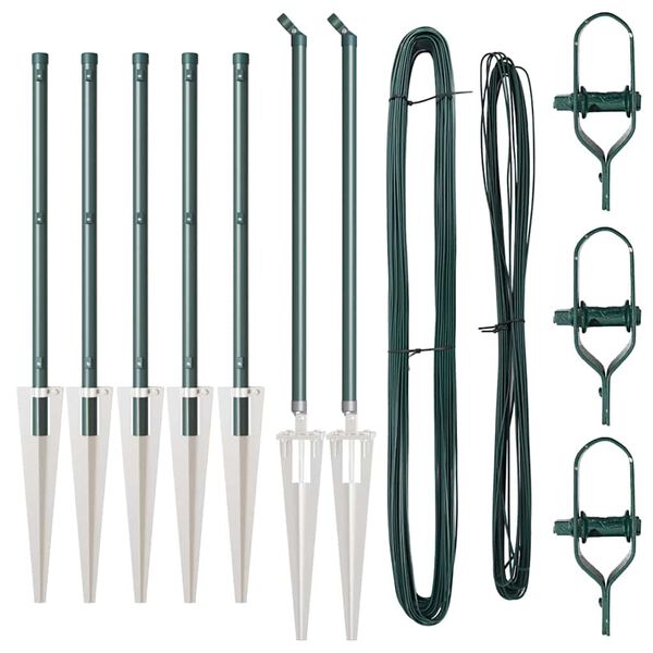 vidaXL Staketstolpar 7 pcs Grön Ø32mm 120 cm Galvaniserat stål