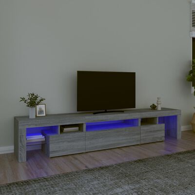 vidaXL TV-bänk med LED-belysning grå sonoma 215x36,5x40 cm