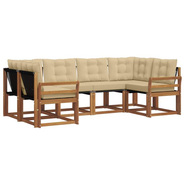 vidaXL Utomhussoffset med kudde 6 pcs Naturlig och Beige