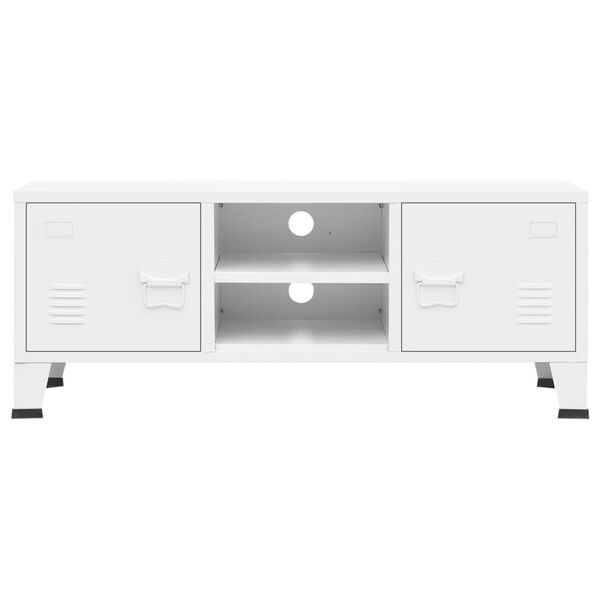 vidaXL Industriell tv-b&auml;nk vit 105x35x42 cm metall