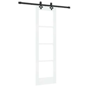 vidaXL Skjutd&ouml;rr Vit 61 x 198,5 cm Massivt talltr&auml; och glas