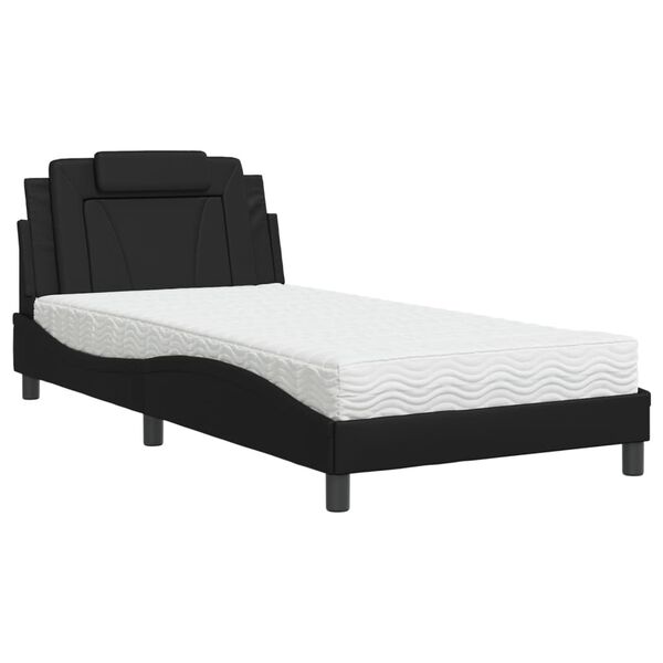 vidaXL Bed "Viana" with Mattress Black 100x200 cm Faux Leather