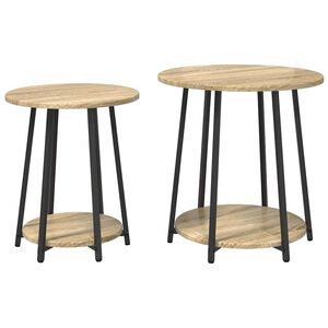 vidaXL Sidobordsset med hylla 2 pcs Sonoma Ek och Svart