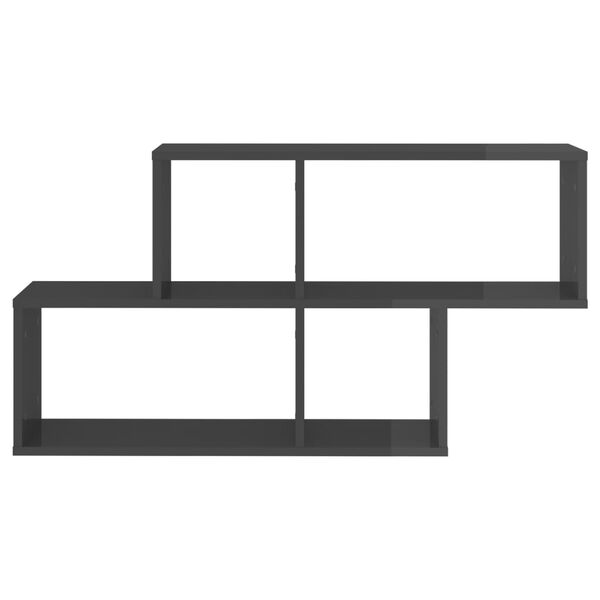 vidaXL Vägghylla grå högglans 100x18x53 cm konstruerat trä