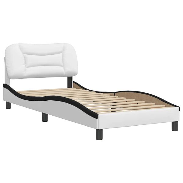 vidaXL Bed Frame without Mattress "Hvar" White and Black 80x200 cm Faux Leather