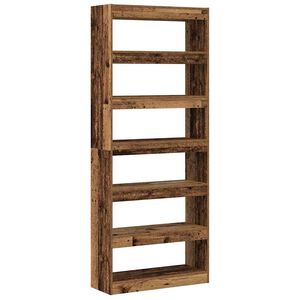vidaXL Boksk&aring;p 6 niv&aring;er 80 x 30 x 198 cm Konstruerat tr&auml; Gammalt tr&auml;