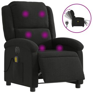 vidaXL Elektrisk massagef&aring;t&ouml;lj med uppresningshj&auml;lp svart tyg