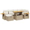 vidaXL Matgrupp f&ouml;r tr&auml;dg&aring;rden med dynor 7 delar beige konstrotting