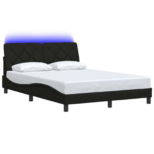 vidaXL Bed Frame with LED without Mattress Black 120x200 cm Fabric