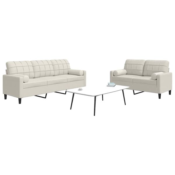 vidaXL Soffgrupp med dynor och bolster 2 delar gr&auml;ddvit sammet