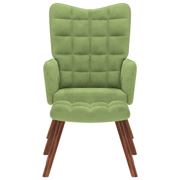 vidaXL Vilstol med fotpall ljusgrön sammet