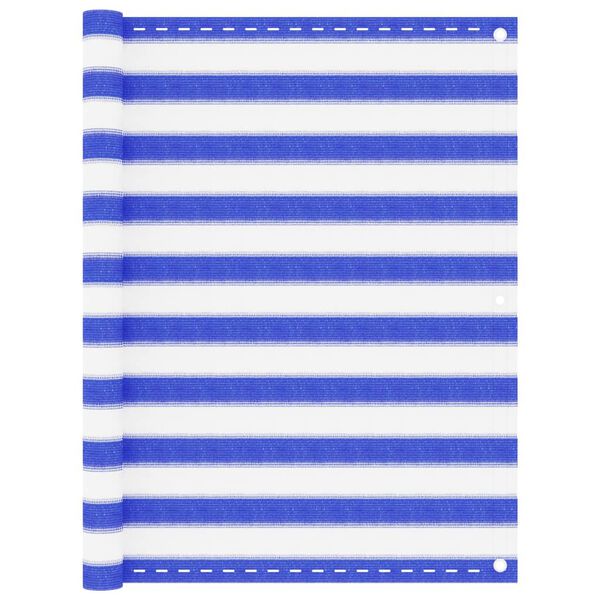 vidaXL Balkongskärm blå och vit 120x400 cm HDPE