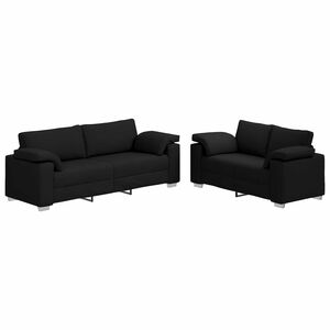vidaXL Soffa 2 pcs Svart 219 x 80 x 82 cm tyg