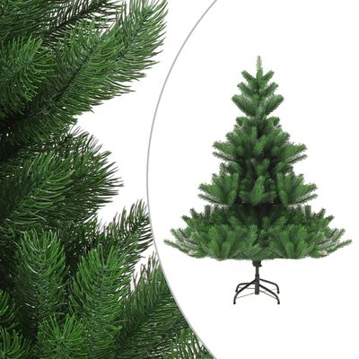 vidaXL Konstgjord nordmannsgran med LED och julgranskulor grön 120 cm