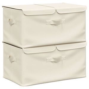 vidaXL F&ouml;rvaringsl&aring;da 2 st tyg 50x30x25 cm gr&auml;ddvit