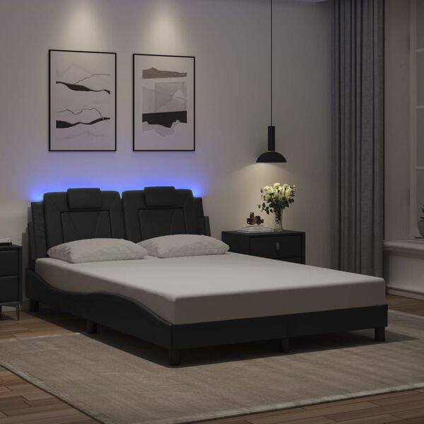 vidaXL Bed Frame "Viana" with LED without Mattress Black 140x200 cm