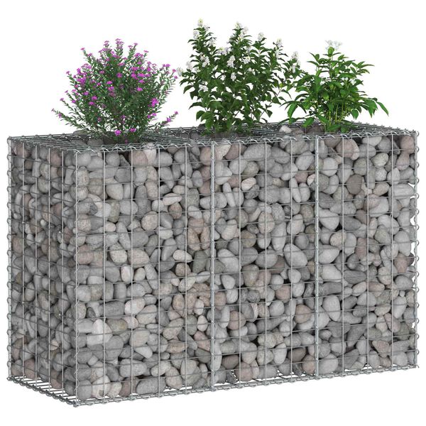 vidaXL Gabion upph&ouml;jd s&auml;ng Silver 130 x 50 x 80 cm Galvaniserat St&aring;l