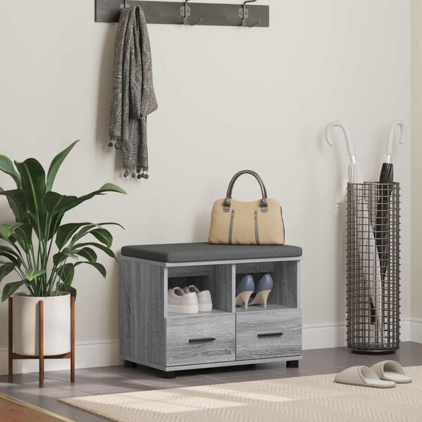 vidaXL Hallb&auml;nk Gr&aring; Sonoma 60 x 38 x 46 cm Sp&aring;nskiva och kl&auml;dfabric