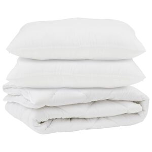 vidaXL Dunt&auml;cke med kudde 3 pcs Vit Mikrofiber