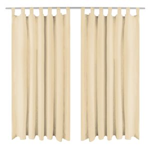 vidaXL Gardiner i microsatin 2 st med &ouml;glor 140x225 cm beige