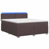 vidaXL Boxspring s&auml;ng med madrass och LED M&ouml;rkbrun 140 x 190 cm Tyg