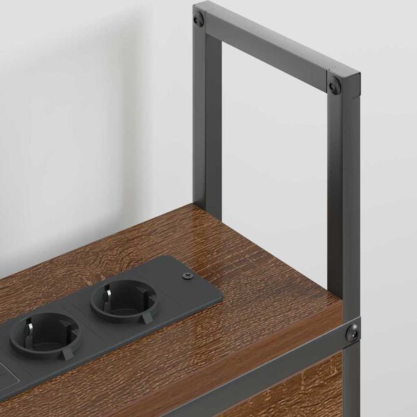 vidaXL F&ouml;rvaringsgavel med Laddstation brun ek 203 x 15 x 98 cm