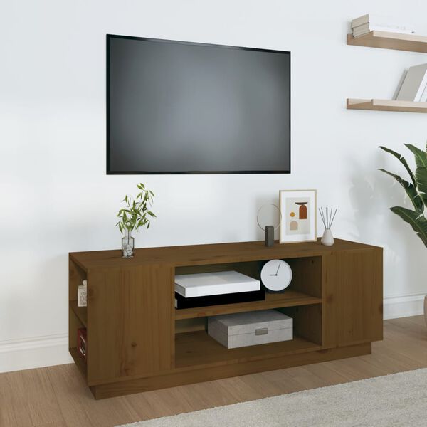 vidaXL Tv-bänk honungsbrun 110x35x40,5 cm massiv furu