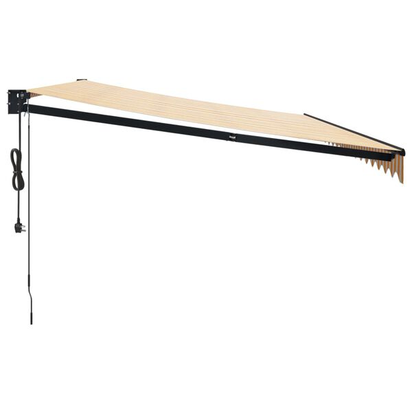 vidaXL Automatisk infällbar markis gul och vit 5x3 m