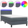 vidaXL Res&aring;rs&auml;ng med madrass och LED m&ouml;rkgr&aring; 100x220 cm sammet