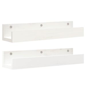 vidaXL V&auml;ggsk&aring;p 2 st vit 50x12x9 cm massiv furu