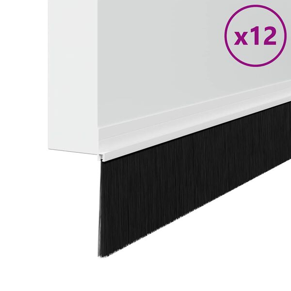 vidaXL Sj&auml;lvh&auml;ftande d&ouml;rrborstlist 12 pcs Vit 100 cm Aluminiumlegering