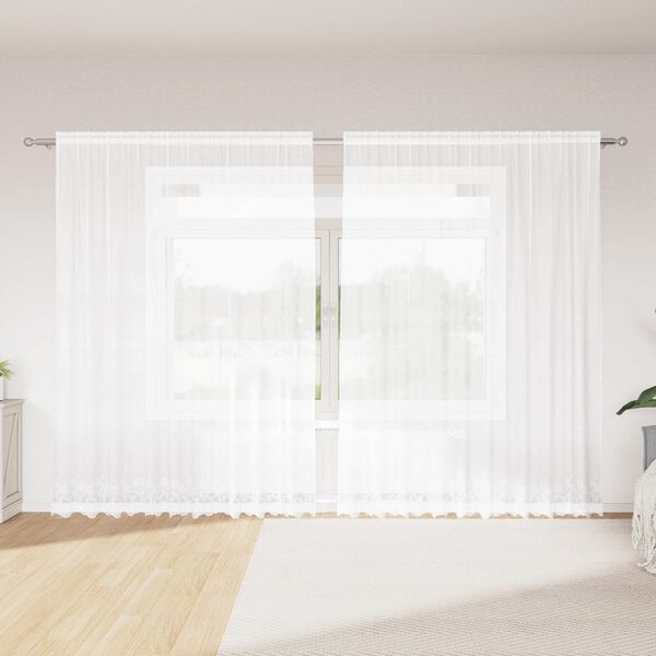 vidaXL Spetsgardin med gardiner Vit 300 x 245 cm Polyester